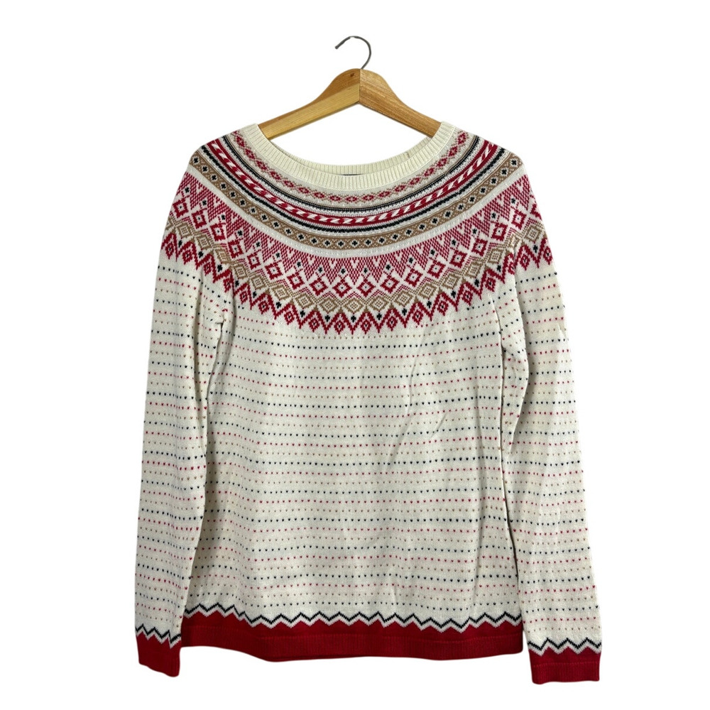 Women's Cream Talbots Fair Isle Sweater M